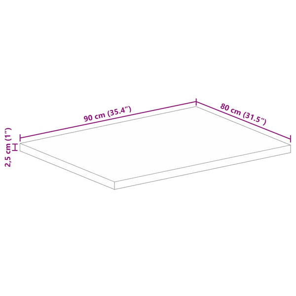 Tischplatte BxTxH 90x80x2,5cm (rechteckig Recycling-Massivholz)