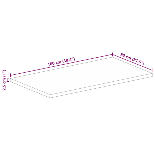 Tischplatte Dtr 100x80x2,5cm (rechteckig recyceltes Massivholz)