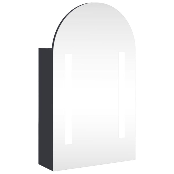 Grauer Badezimmerspiegelschrank mit LED-Beleuchtung, Bogen, BxTxH 42x13x70cm