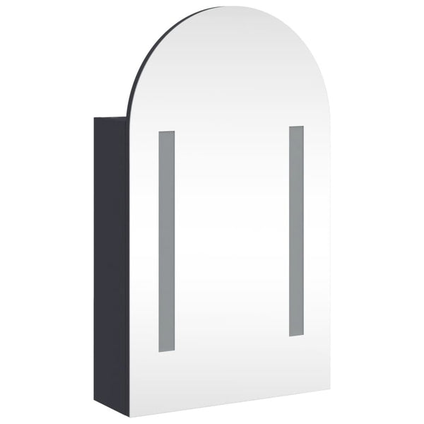 Grauer Badezimmerspiegelschrank mit LED-Beleuchtung, Bogen, BxTxH 42x13x70cm