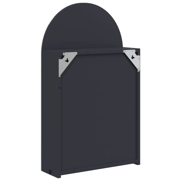 Grauer Badezimmerspiegelschrank mit LED-Beleuchtung, Bogen, BxTxH 42x13x70cm