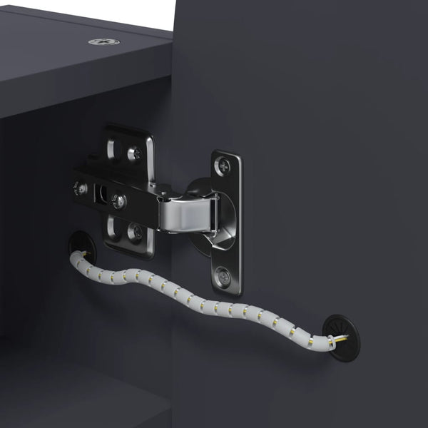 Grauer Badezimmerspiegelschrank mit LED-Beleuchtung, Bogen, BxTxH 42x13x70cm
