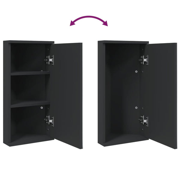 Schwarzer Badezimmer-Eckspiegelschrank Ladiszlau 30x24x60cm