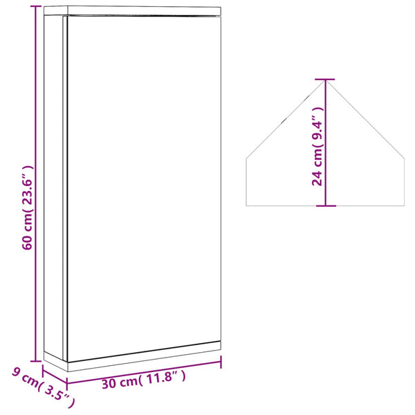 Schwarzer Badezimmer-Eckspiegelschrank Ladiszlau 30x24x60cm