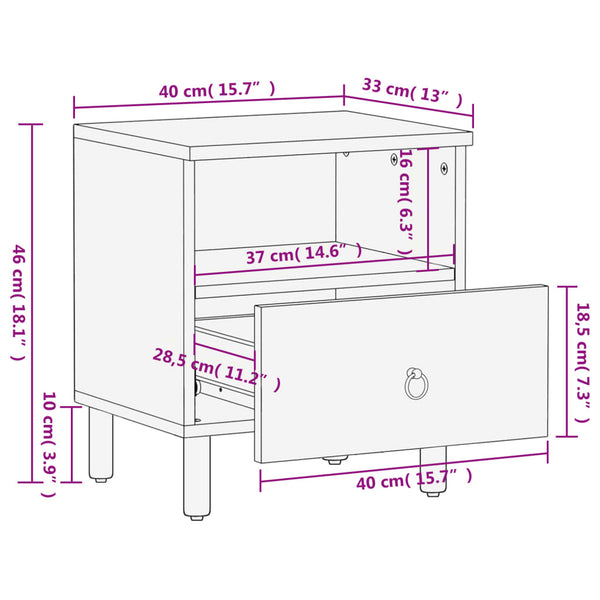 Nachttisch Joesph 40x33x46cm (Mangoholz)