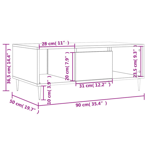 Grauer Couchtisch Burtea 90x50x36,5cm (Holz)
