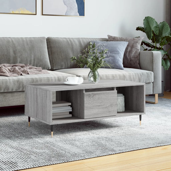 Grauer Couchtisch Burtea 90x50x36,5cm (Holz)