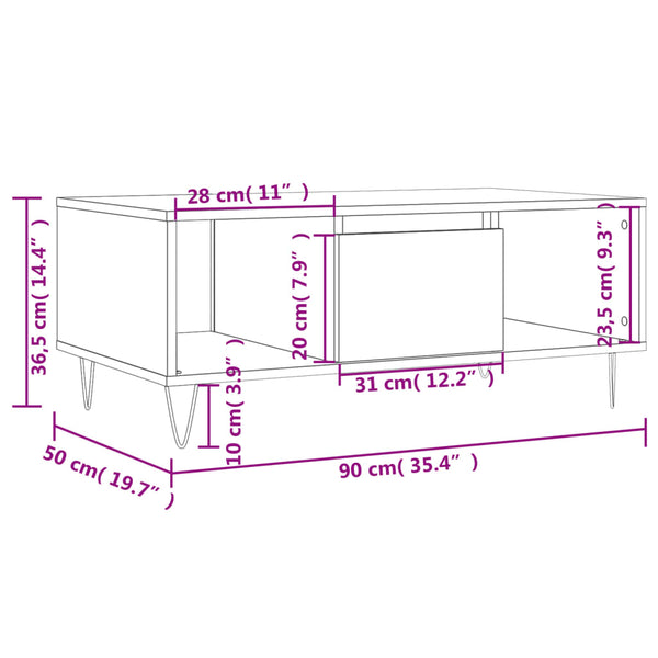 Couchtisch Luminita 90x50x36,5cm (Holz), schwarz