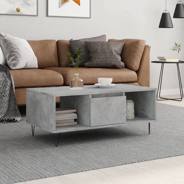 Betongrauer Couchtisch Luminita 90x50x36,5cm (Holz)