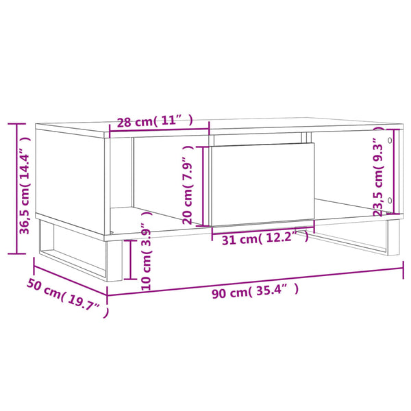 Couchtisch Mvasile schwarz 90x50x36,5cm (Holz)
