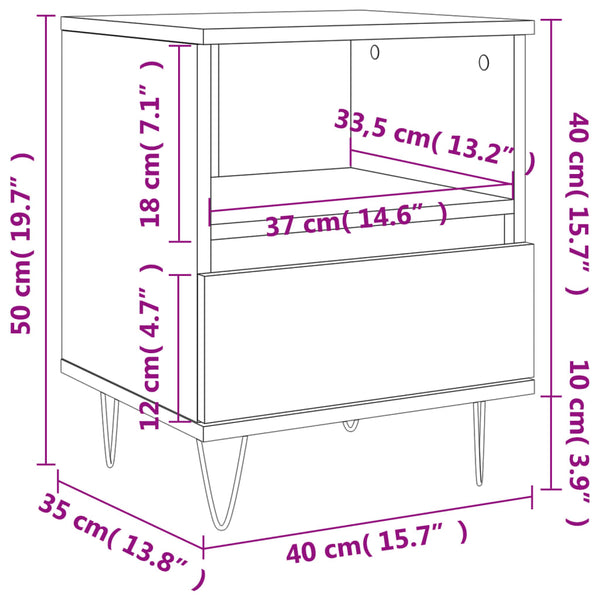 Grauer Nachttisch Kila 40x35x50cm (Holz)