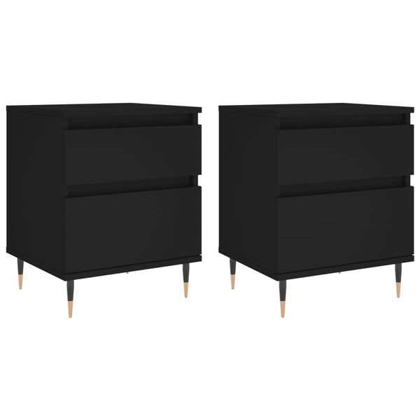 Schwarze Nachttische Iralion 40x35x50cm (2er-Set aus Holz)