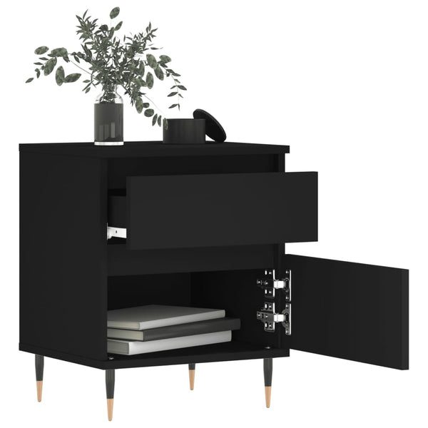 Schwarze Nachttische Iralion 40x35x50cm (2er-Set aus Holz)