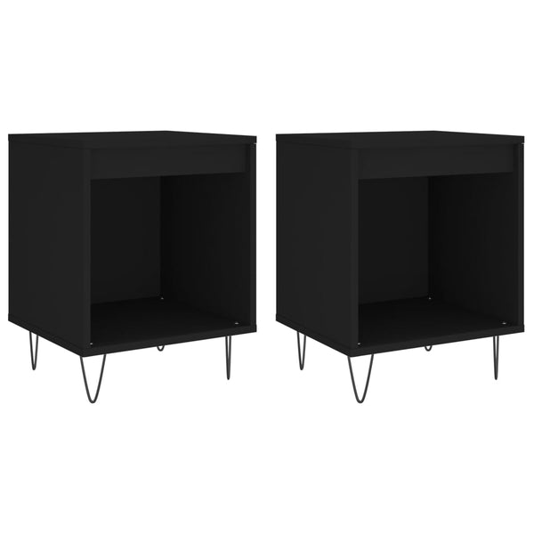 Schwarze Nachttische Jageta 40x35x50cm (2er Set aus Holz)
