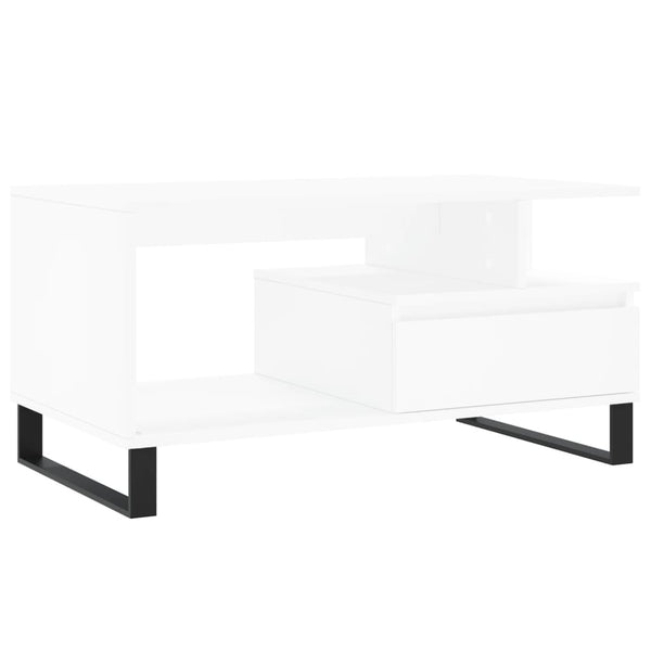 Weißer Couchtisch Godrocenco 90x49x45cm (Holz)