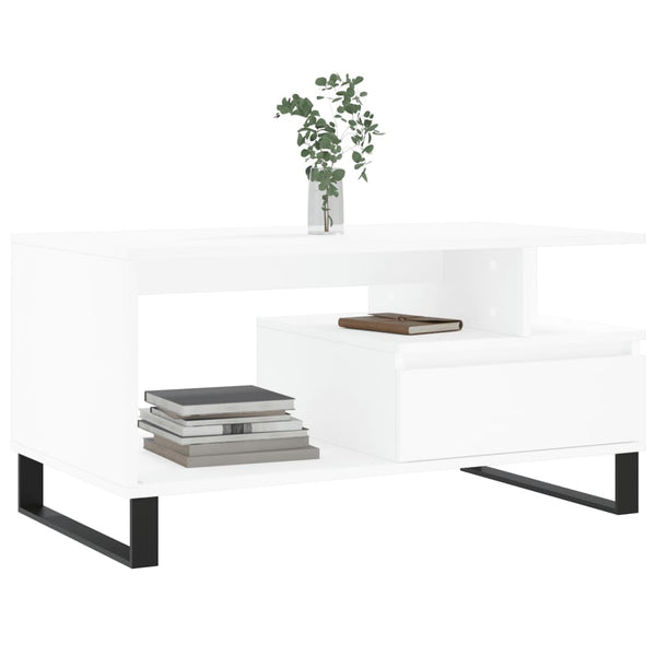 Weißer Couchtisch Godrocenco 90x49x45cm (Holz)