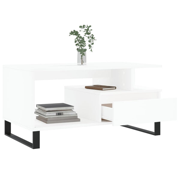 Weißer Couchtisch Godrocenco 90x49x45cm (Holz)