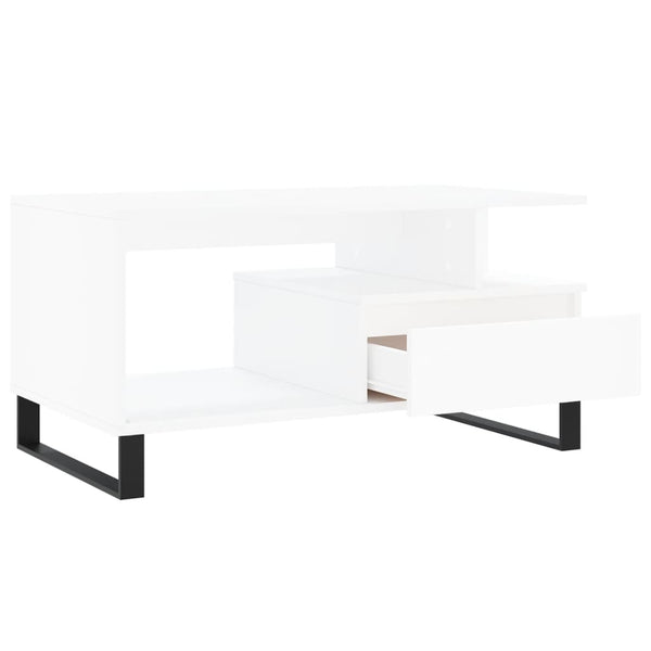 Weißer Couchtisch Godrocenco 90x49x45cm (Holz)