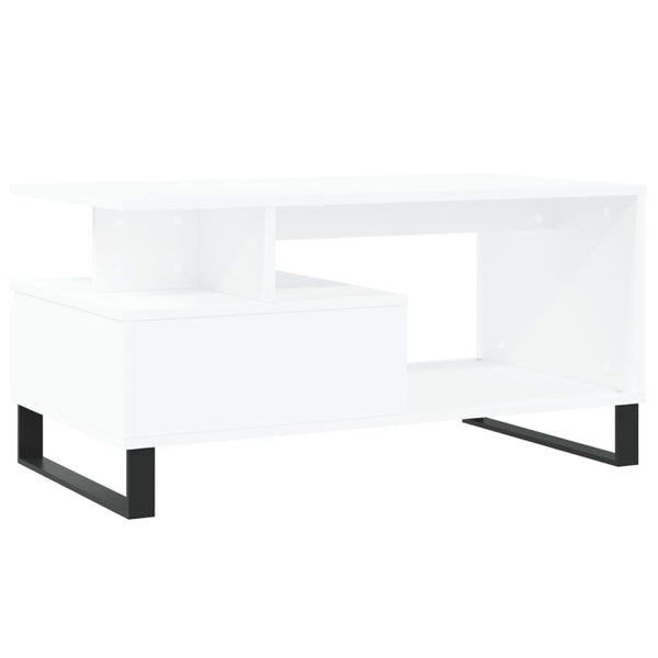 Weißer Couchtisch Godrocenco 90x49x45cm (Holz)