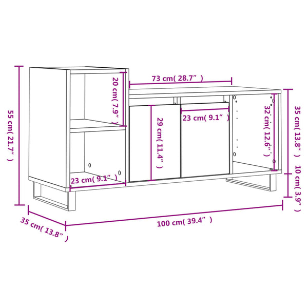 Weißes TV-Lowboard Anitra 100x35x55cm (Holz)