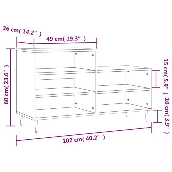 Schwarzer Schuhschrank Ciobanel 102x36x60cm (Holz)