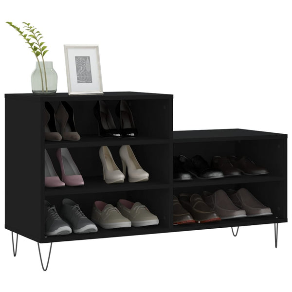 Schwarzer Schuhschrank Floarea 102x36x60cm (Holz)
