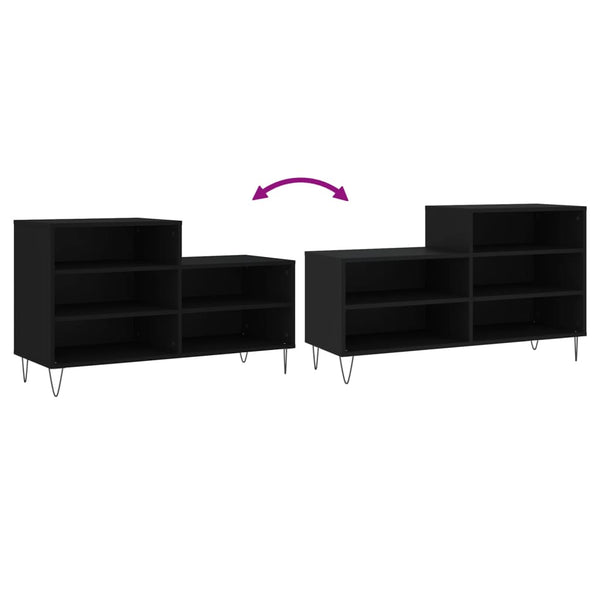 Schwarzer Schuhschrank Floarea 102x36x60cm (Holz)