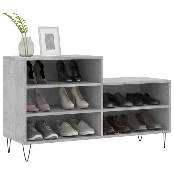 Betongrauer Schuhschrank Floarea 102x36x60cm (Holz)