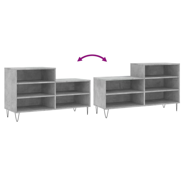 Betongrauer Schuhschrank Floarea 102x36x60cm (Holz)