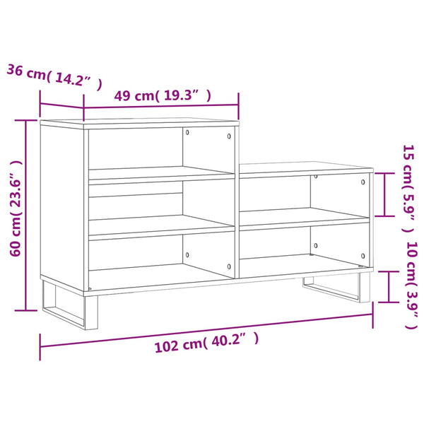 Weißer Schuhschrank Paler 102x36x60cm (Holz)