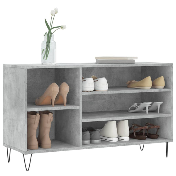 Schuhschrank Badinita aus Beton-Grau 102x36x60cm (Holz)