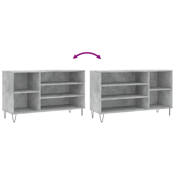 Schuhschrank Badinita aus Beton-Grau 102x36x60cm (Holz)