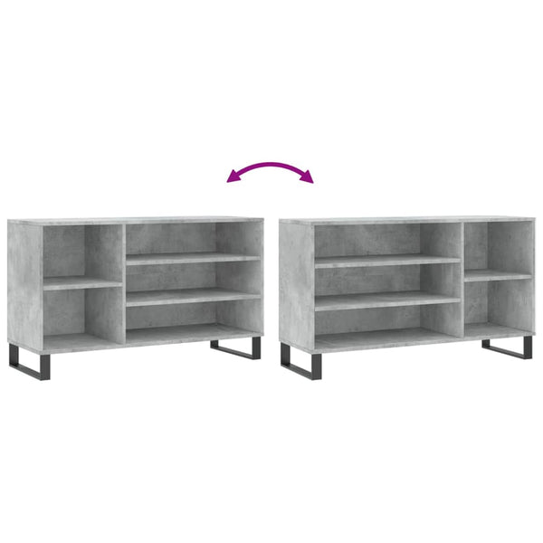 Schuhschrank Waldraut in Betongrau 102x36x60cm (Holz)