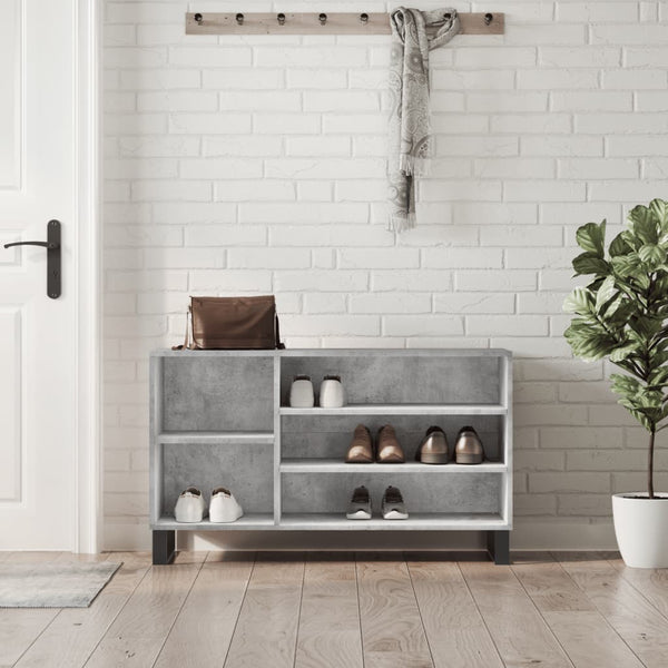 Schuhschrank Waldraut in Betongrau 102x36x60cm (Holz)