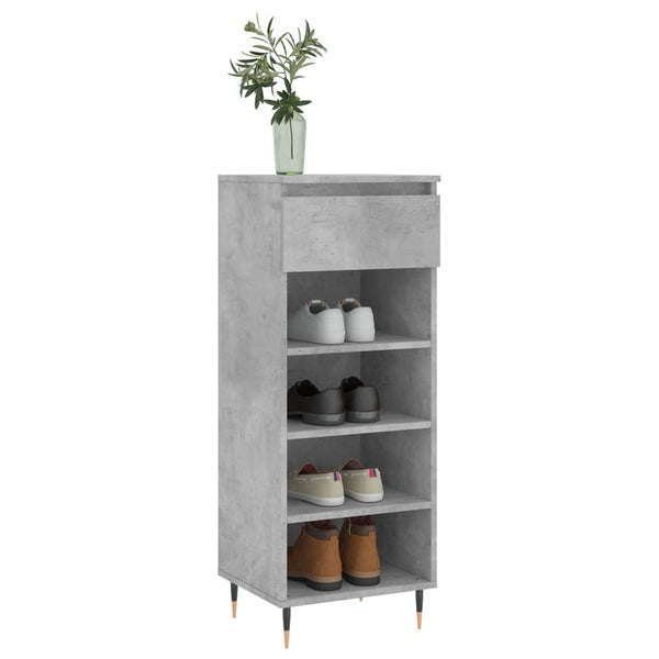 Betongrauer Schuhschrank Pincu 40x36x105cm (Holz)