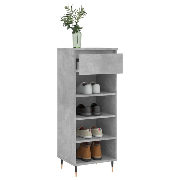 Betongrauer Schuhschrank Pincu 40x36x105cm (Holz)