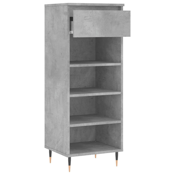 Betongrauer Schuhschrank Pincu 40x36x105cm (Holz)