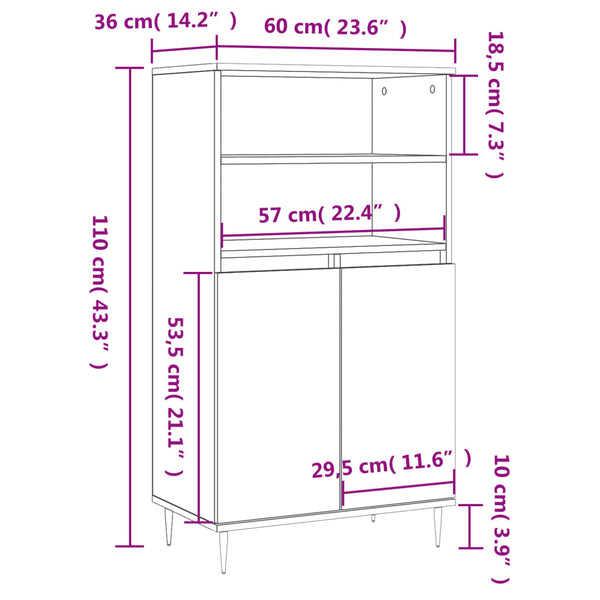 Betongrauer Schrank Nurlipe 60x36x110cm (Holz)
