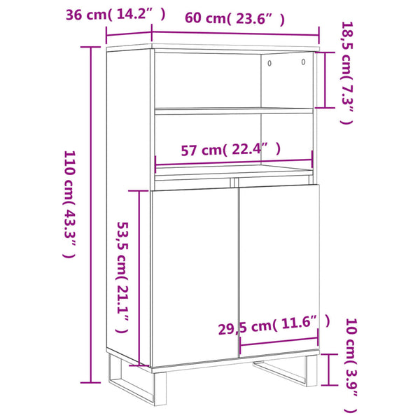 Betongrauer Schrank Billy 60x36x110cm (Holz)