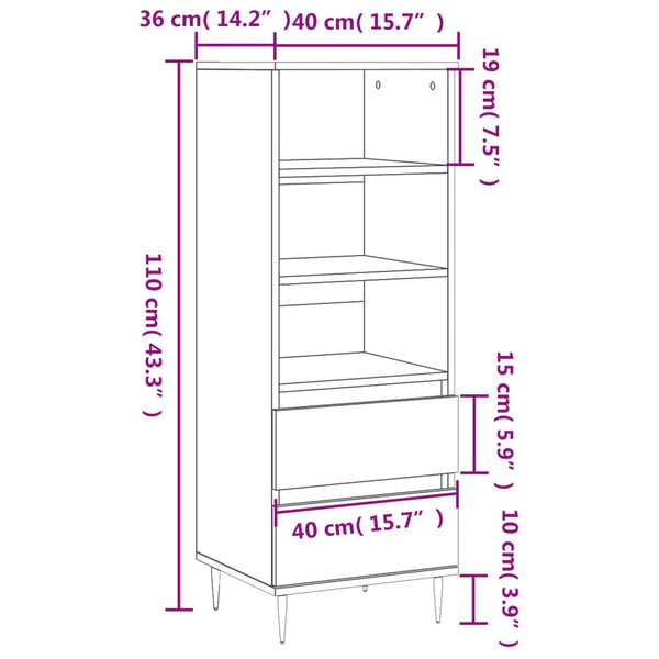 Betongrauer Schrank Sigrid 40x36x110cm (Holz)