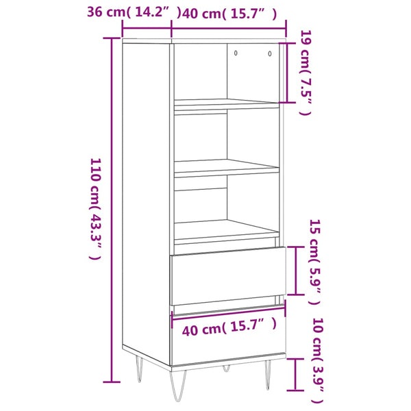 Betongrauer Schrank Anatoly 40x36x110cm (Holz)