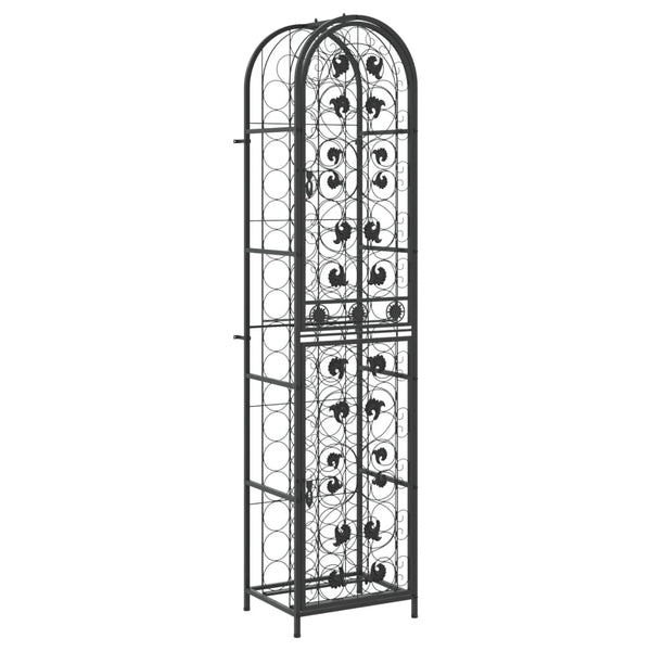 Schwarzes Weinflaschenregal Fallah 45x36x200cm (73 Flaschen Schmiedeeisen)