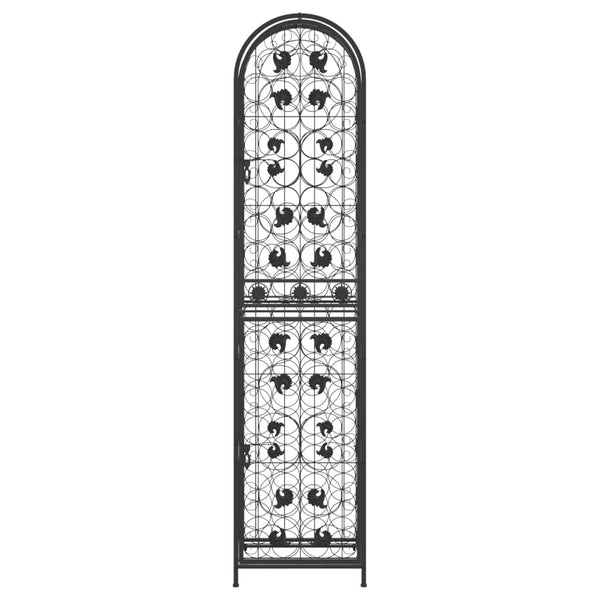 Schwarzes Weinflaschenregal Fallah 45x36x200cm (73 Flaschen Schmiedeeisen)