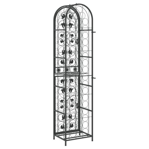 Schwarzes Weinflaschenregal Fallah 45x36x200cm (73 Flaschen Schmiedeeisen)