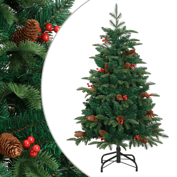 Künstlicher Weihnachtsbaum mit Scharnieren, Zapfen und Beeren Myama 120cm
