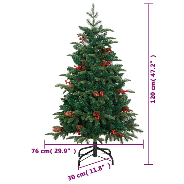 Künstlicher Weihnachtsbaum mit Scharnieren, Zapfen und Beeren Myama 120cm