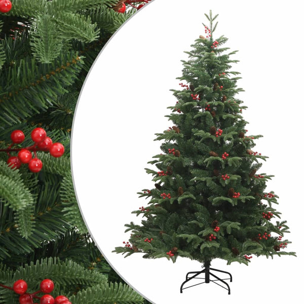 Künstlicher Weihnachtsbaum mit Scharnieren, Tannenzapfen und Beeren Myama 210cm