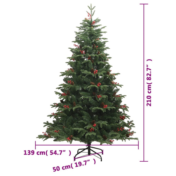 Künstlicher Weihnachtsbaum mit Scharnieren, Tannenzapfen und Beeren Myama 210cm