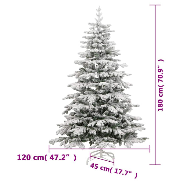 Künstlicher Weihnachtsbaum Gestina 180cm mit Scharnieren und Kunstschnee
