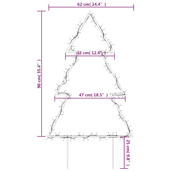 Jelco 90cm Weihnachtsbaum-Lichtdekoration mit Erdspießen (115 LED-Lichter)